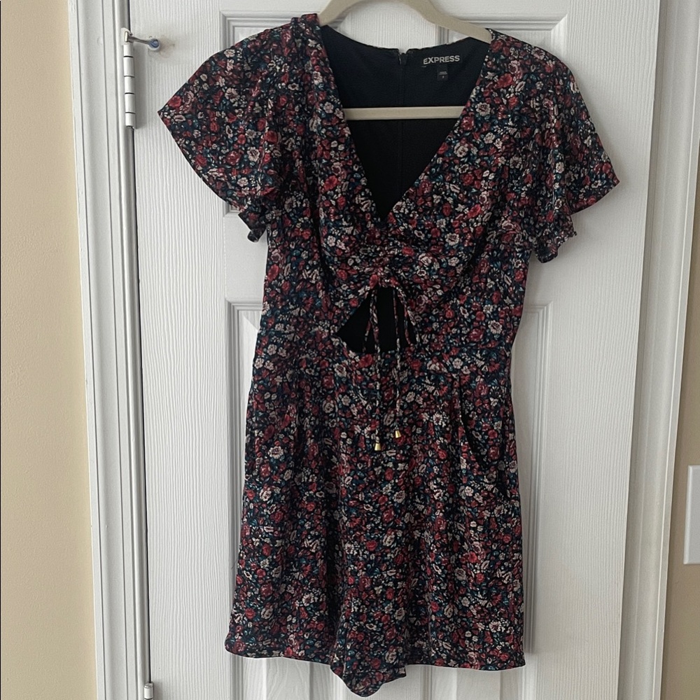 Express Black and Red Floral Dress